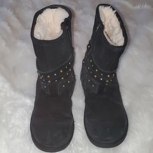 UGG Size 5 Black Boots Silver&Gold Stud Design